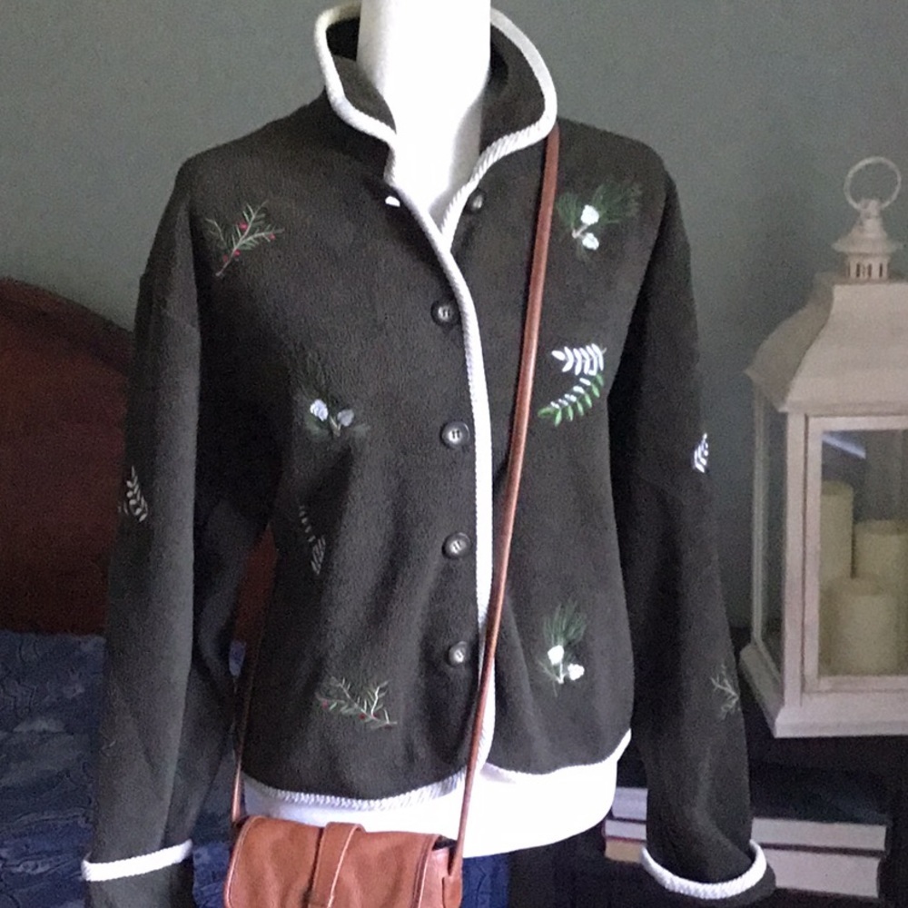 Christopher and Banks Olive fleece jacket/blazer